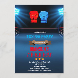 Convite para tema de aniversário de boxing