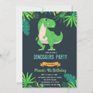 Convite para tema de aniversário T rex
