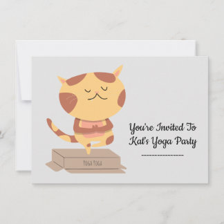 Convite para Tema de Gato de Yoga Cuta Personaliza