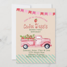 Convite para tema de morango de Berry First Birthd