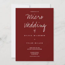 Convite Para Tipografia De Micro Wedding Burgundy