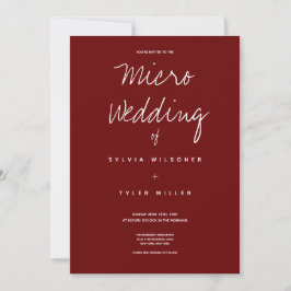 Convite Para Tipografia De Micro Wedding Burgundy