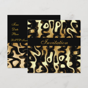 Convite para Todas as Ocasiaões Preto Dourado Abst