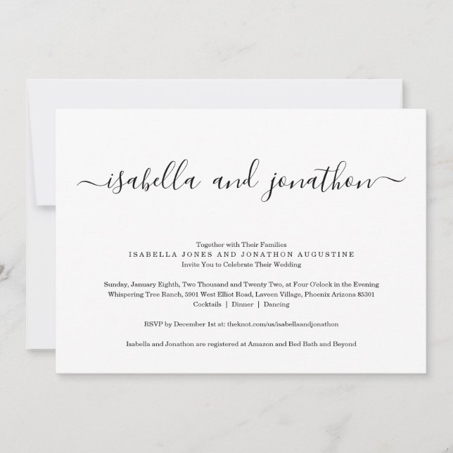 Convite para todos no mesmo casamento com RSVP e R (Frente)