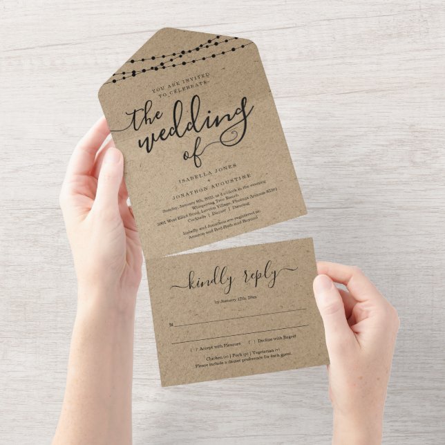 Convite para todos no mesmo casamento com RSVP e R (Tearaway)