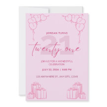 Convite para todos os aniversários cor-de-rosa