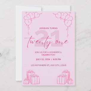 Convite para todos os aniversários cor-de-rosa