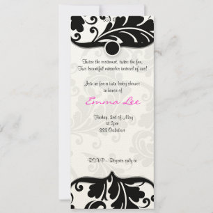 Convite para tomar banho de bebê Twin, preto e br