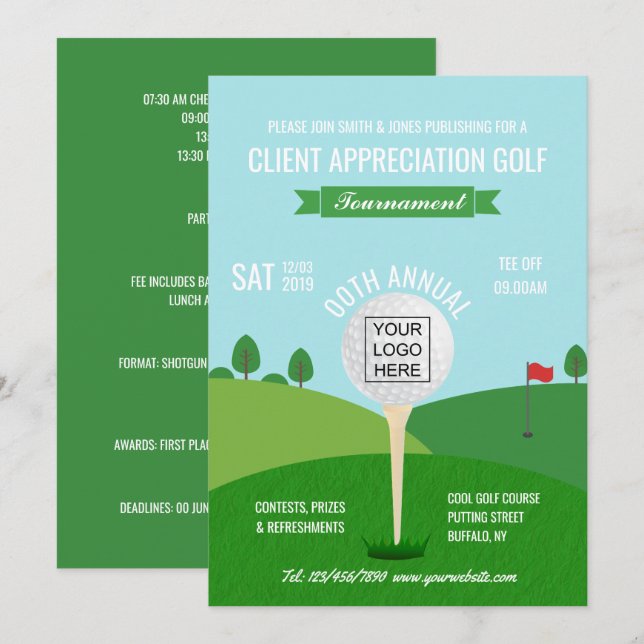 Convite para Torneio de Golfe de Empresa (Frente/Verso)