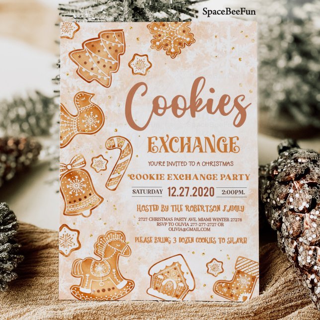 Convite para troca de biscoitos de Natal (Christmas cookie exchange invitation Holiday cookie exchange party Personalize Cookie swap Christmas)