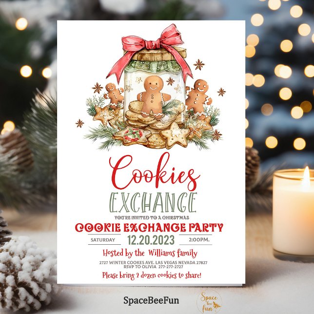 Convite para troca de biscoitos de Natal (Christmas cookie,exchange invitation,Template digital,Holiday cookie,exchange party,Personalize,Cook)