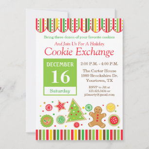 Convite para Troca de Biscoitos de Natal de Gengib