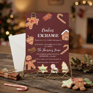 Convite para Troca de Biscoitos de Natal Vermelhos