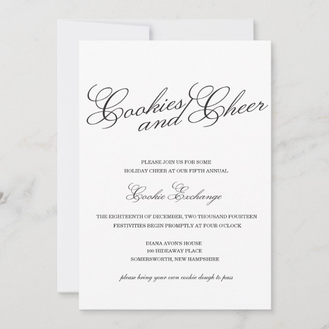 Convite para troca de cookies brancos e pretos clá (Frente)