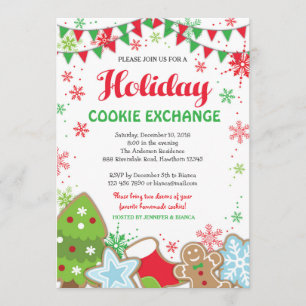 Convite para troca de cookies de feriados / Troca