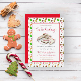 Convite para troca de cookies de natal por aquarel