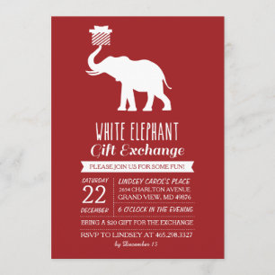 Convite para troca de presentes de elefante branco