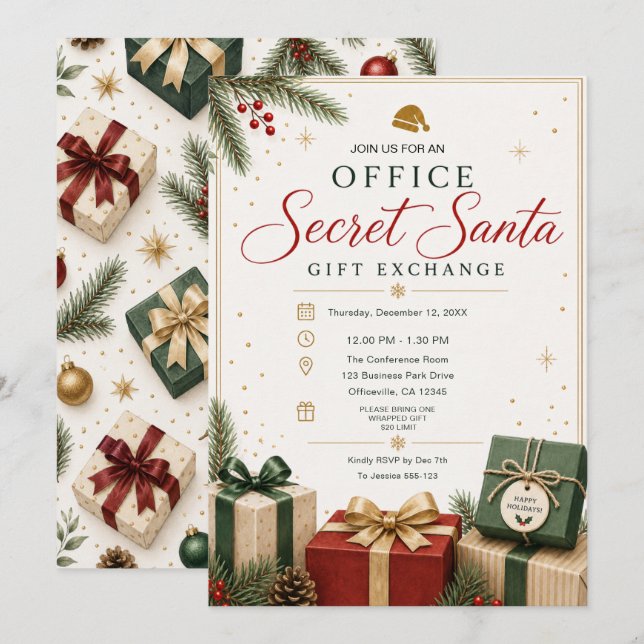 Convite para Troca de Presentes do Papai Noel Secr (Frente/Verso)