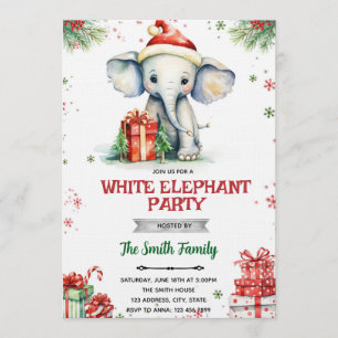 Convite para Troca de Presentes Elefante Branco