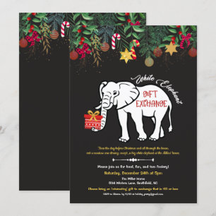 Convite para Troca de Presentes Elefante Branco