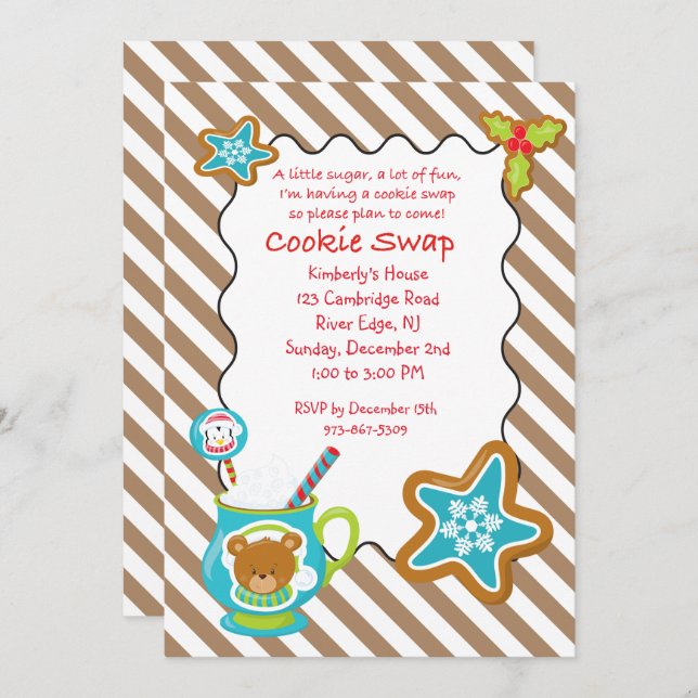 Convite para troca/troca de cookies da Coco e cook (Frente/Verso)