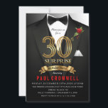 Convite para Tuxedo aniversário de 30 anos Surpres<br><div class="desc">Festa de aniversário surpresa,  aniversário de 30 anos,  convite Tuxedo,  convite de aniversário Tuxedo,  convite de empate preto,  segredo,  espionagem,  elegância,  homens,  arco,  convite,  terno,  agente</div>