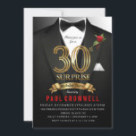 Convite para Tuxedo aniversário de 30 anos Surpres<br><div class="desc">Festa de aniversário surpresa,  aniversário de 30 anos,  convite Tuxedo,  convite de aniversário Tuxedo,  convite de empate preto,  segredo,  espionagem,  elegância,  homens,  arco,  convite,  terno,  agente</div>