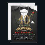 Convite para Tuxedo aniversário de 40 anos Surpres<br><div class="desc">Festa de aniversário surpresa,  aniversário de 40 anos,  convite Tuxedo,  convite de aniversário Tuxedo,  convite de empate preto,  segredo,  espionagem,  elegância,  homens,  arco,  convite,  terno,  agente</div>
