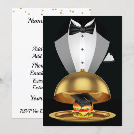 Convite para Tuxedo Hamburger de Cookout de Gradua