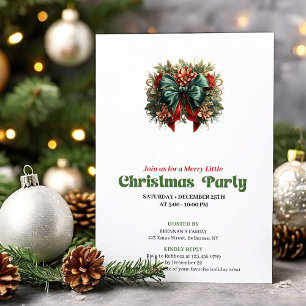 Convite para uma festa com laço de Natal vitoriano