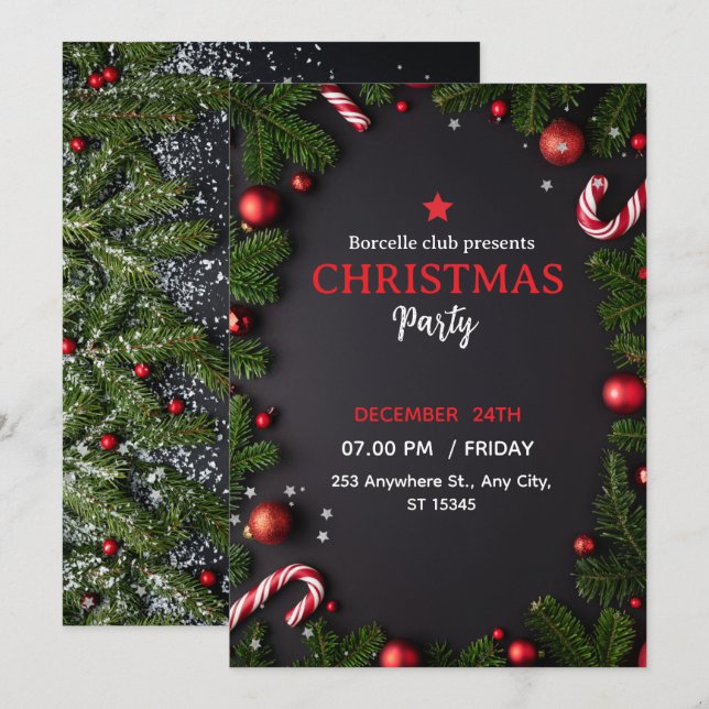 Convite para uma festa de Natal rústica com um nam (Frente/Verso)