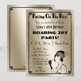 Convite para uma garota do flapper art deco 20s