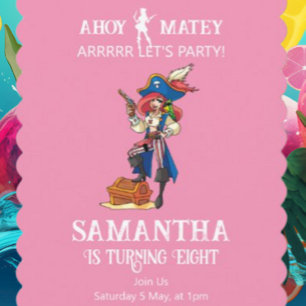 Convite para uma garota rosa de aniversário do Par