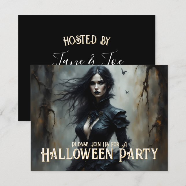 Convite para uma Noite de Halloween Gótico de Mist (Frente/Verso)