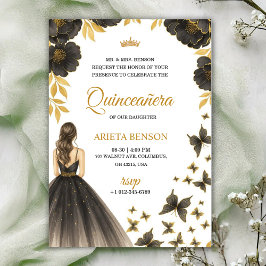 Convite para uma Quinceañera com floral elegante