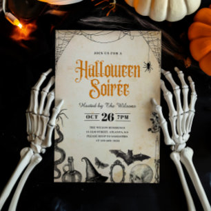 Convite para uma Soirée Rústica Vintage de Hallowe