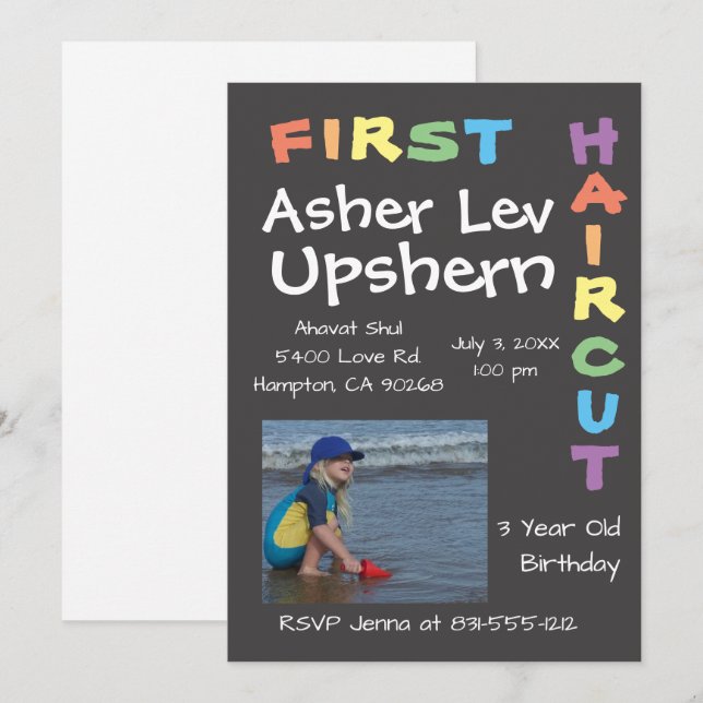 convite para upsherin upsherin (Frente/Verso)