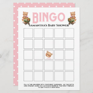 Convite para ursinho de moça rosa