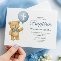 Convite para Urso de Teddy e Batismo Cruzado