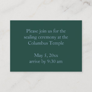 Convite para vedação de templo de diamantes verdes