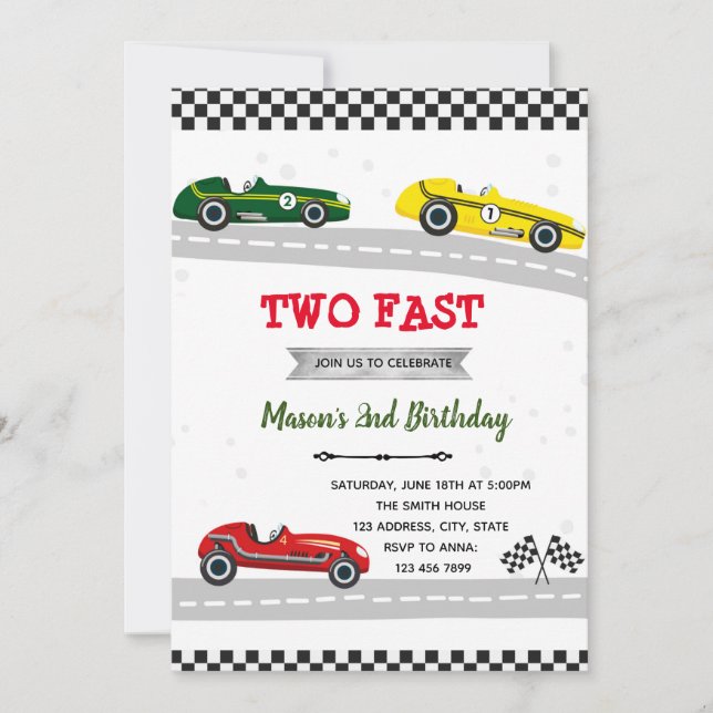 Convite para veículos de corridas de valete (Frente)