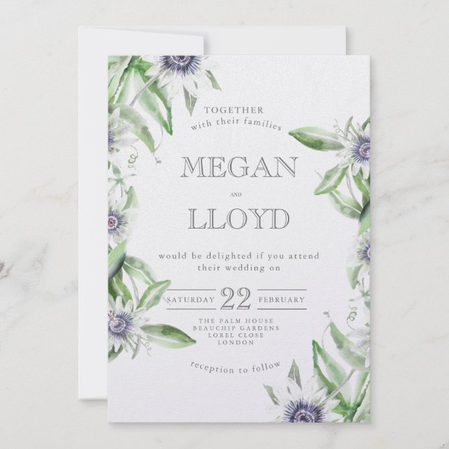 Convite para verão delicado à flor da paixão, (Frente)