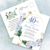 Convite para Verão Hydrangea Rosa aniversário de 4