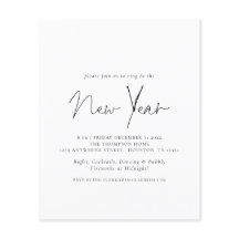 Convite para Véspera de ano novo de Texto Simples 