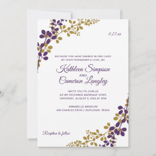 Convite Para Vinhas Expectativas - Plum E Dourado