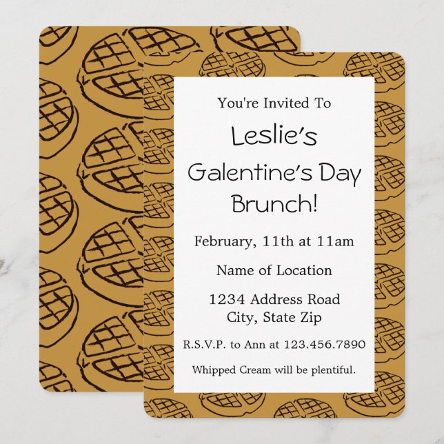 Convite para Waffle no Brunch do Dia de Galentine  (Frente/Verso)