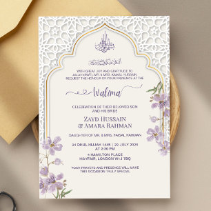 Convite para Walima, Arch Islâmico Elegante   Roxa