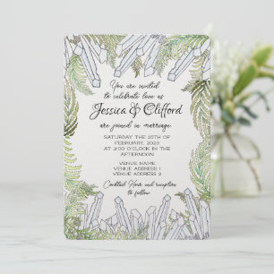 Convite para Watercolor Crystal e Fern Wedding
