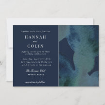 Convite para Watercolor Emerald Abstrato Marinho d