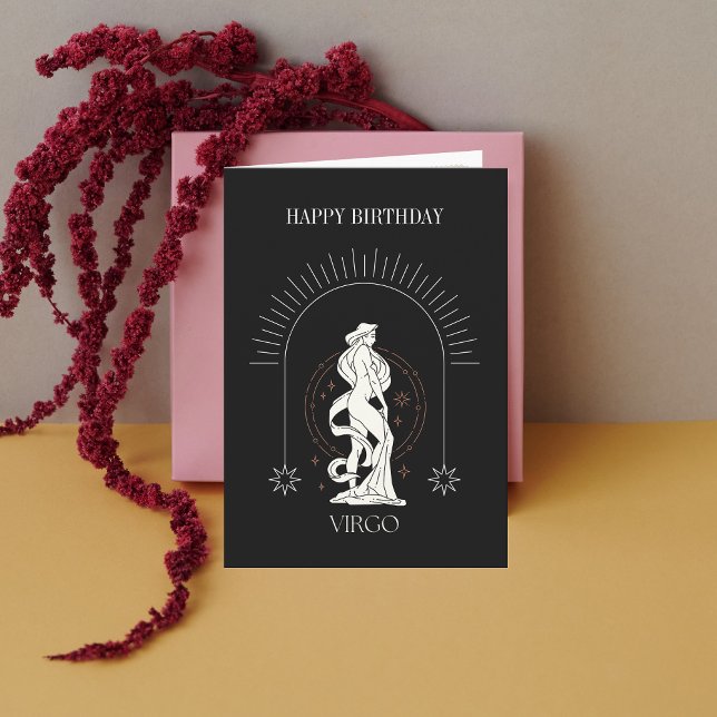 Convite Parabéns Mystic Virgo Zodiac Horoscope Card (Happy Birthday Mystic Virgo Zodiac Horoscope Card)